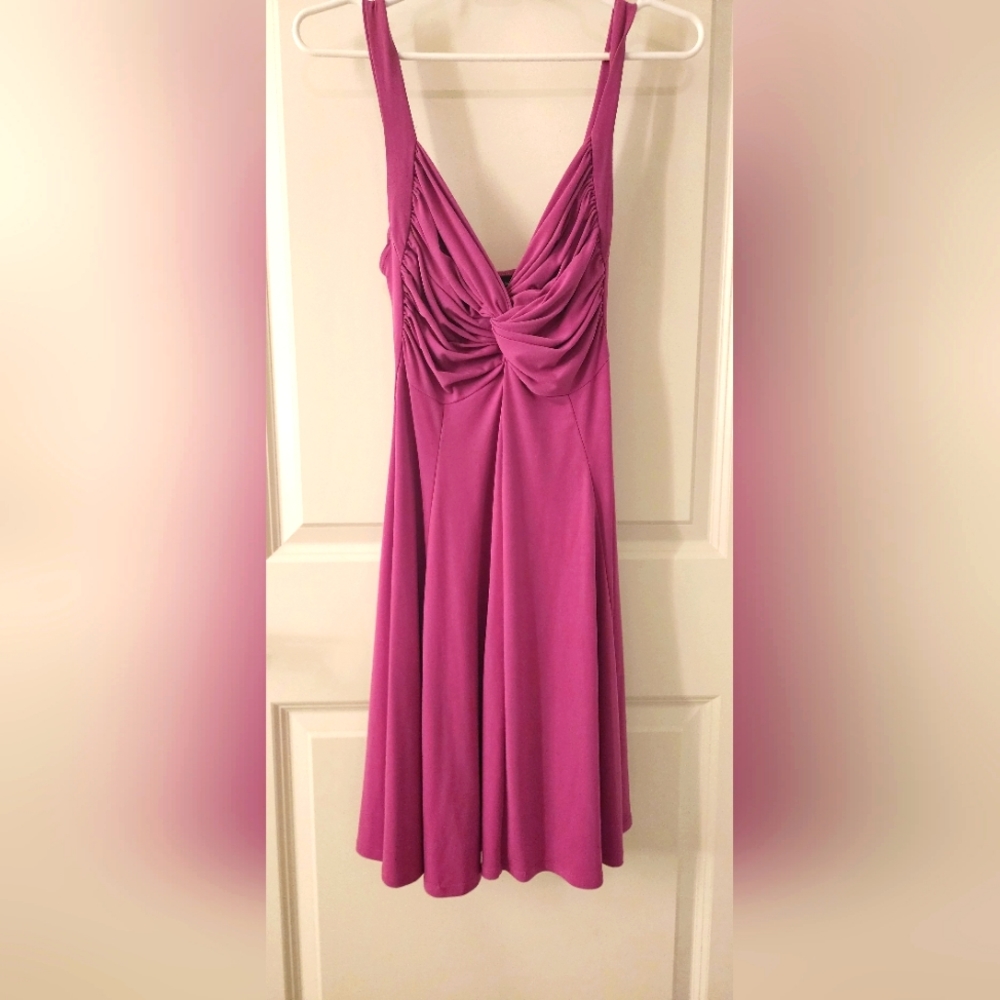 Magenta Empire Waist Twist Front Dress
